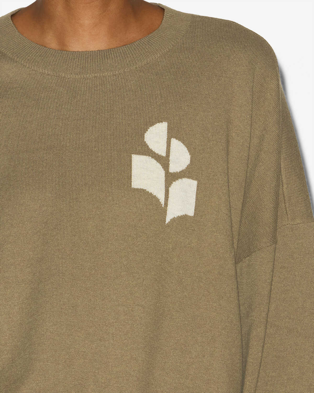 Marisans cotton and wool sweater with logo - Khaki - Woman - 2