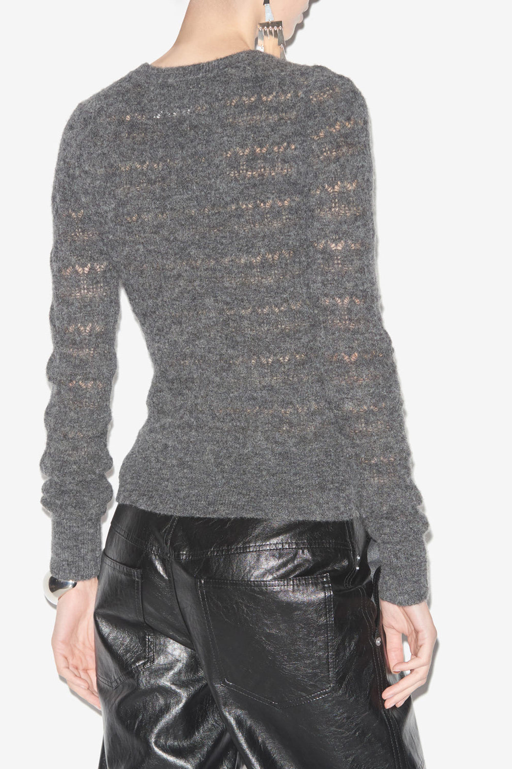 Acia sweater in openwork alpaca knit - Dark gray - Woman - 5