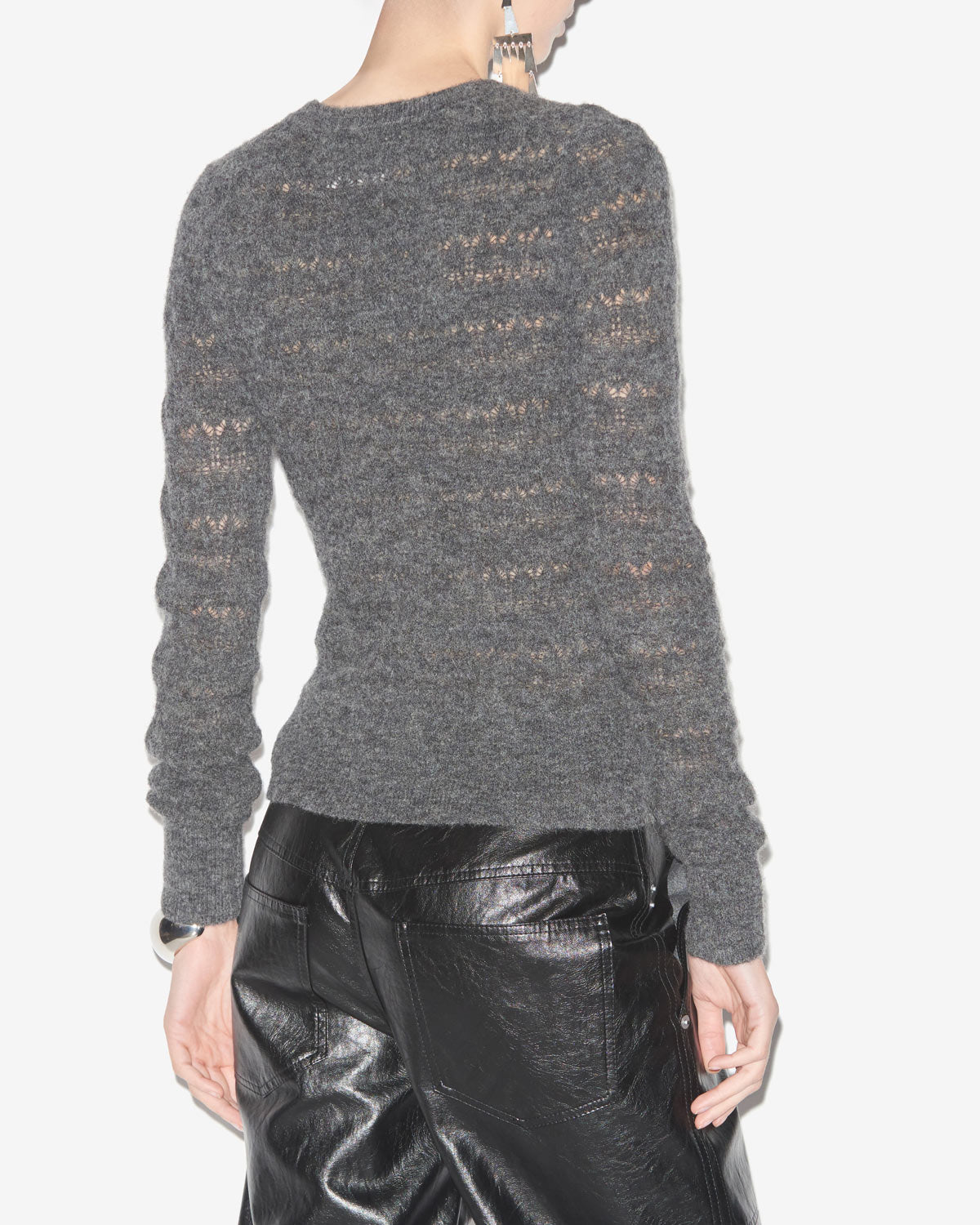 아시아(acia) 오픈워크 알파카 니트 스웨터 - 짙은 회색 - Woman - 4