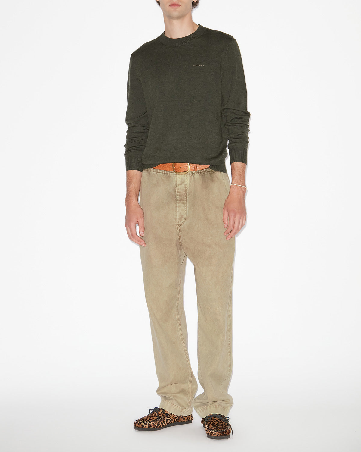 Basile merinos wool sweater with logo - Bronze - Man - 1