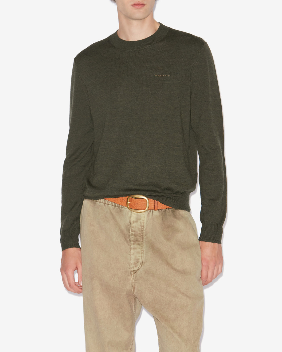 Basile merinos wool sweater with logo - Bronze - Man - 3