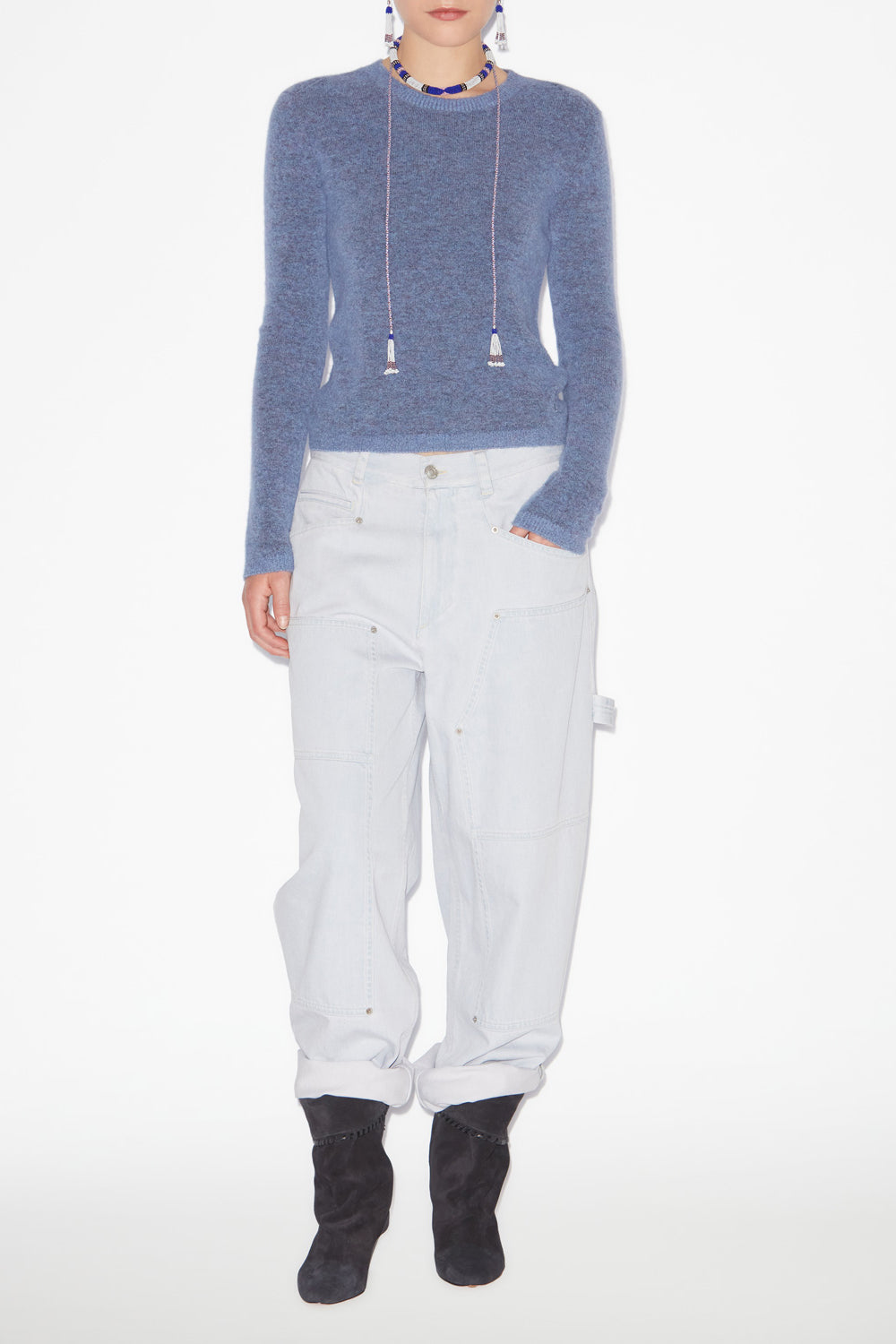 Obira fitted baby alpaca blend sweater - Sky blue - Woman - 2