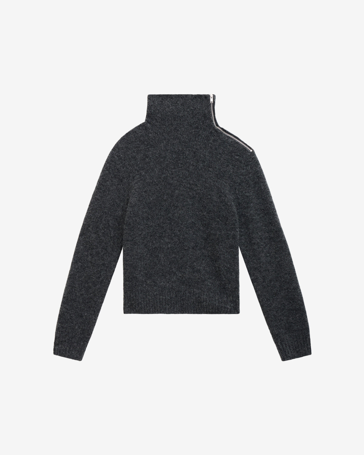 Pull aliocha en maille alpaga unie à col montant - Gris foncé - Man - 5