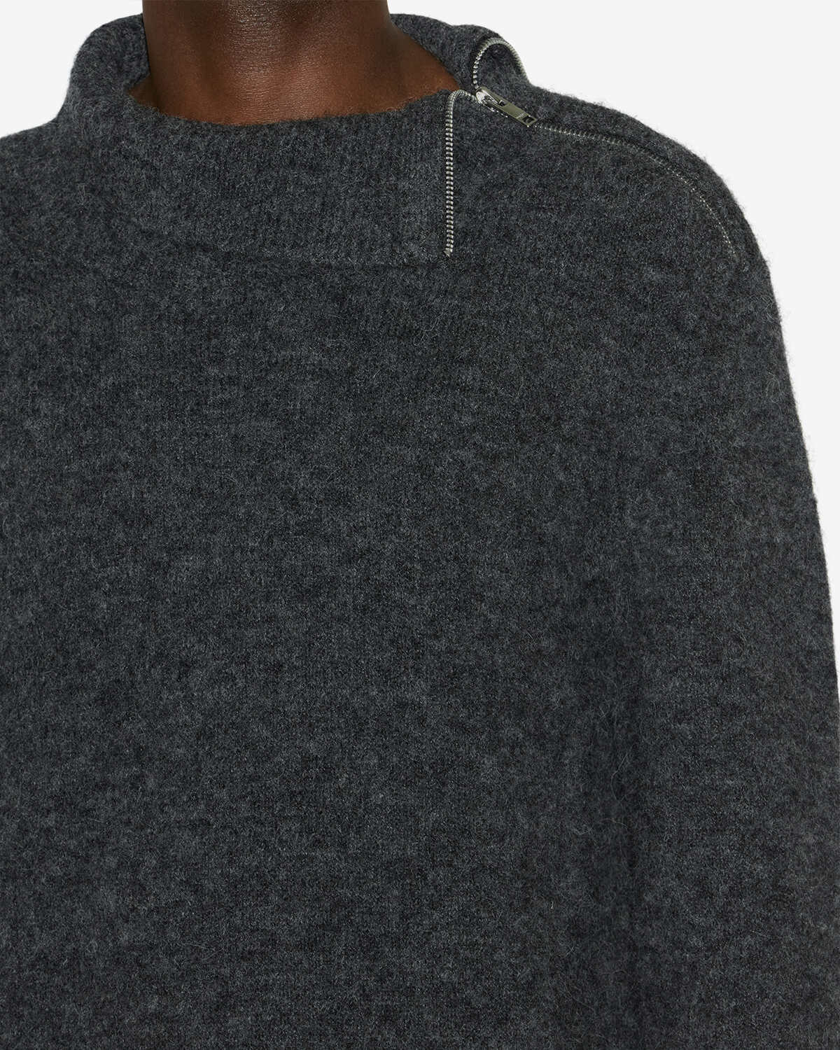 Pull aliocha en maille alpaga unie à col montant - Gris foncé - Man - 2