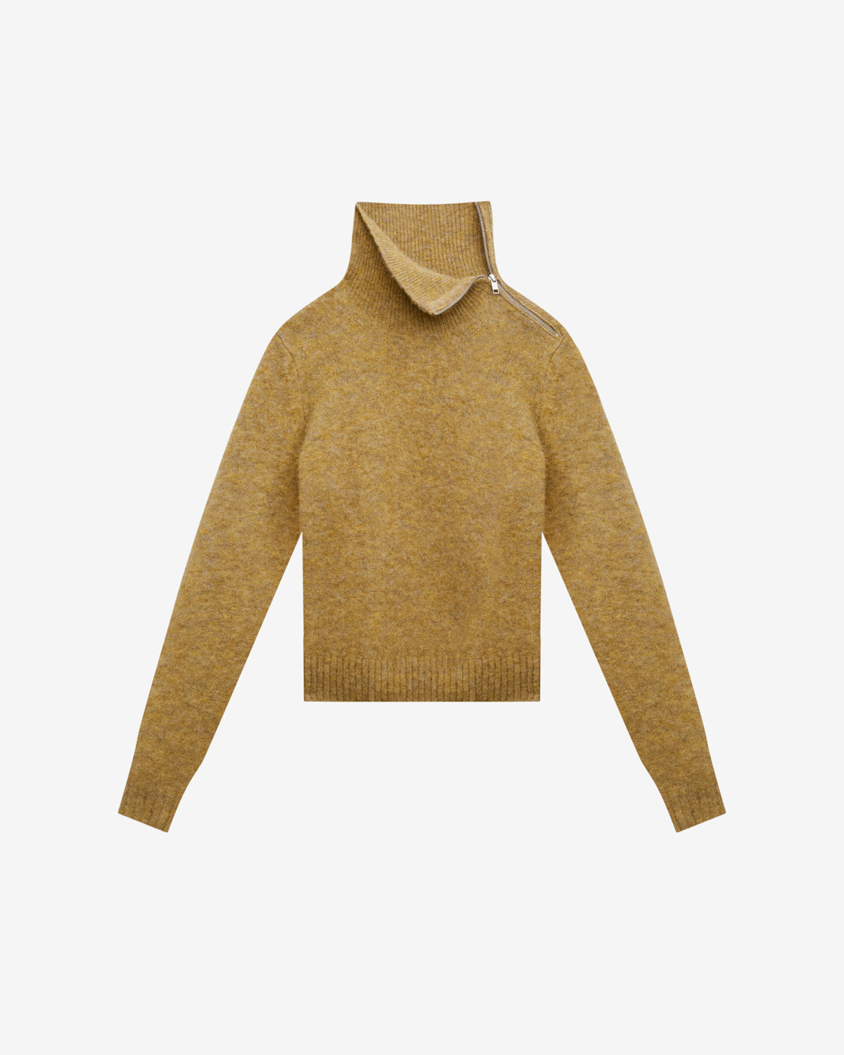 Aliocha stand-up collar sweater in plain-colored alpaca knit - Honey - Man - 5