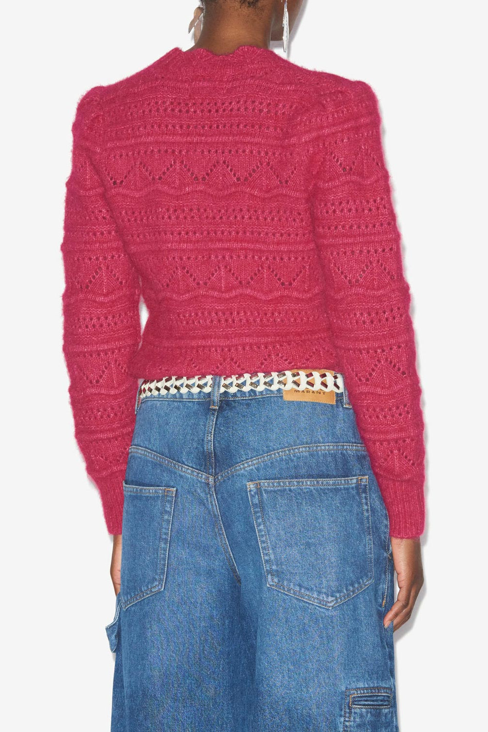 Othona sweater in openwork alpaca knit - Raspberry - Woman - 5