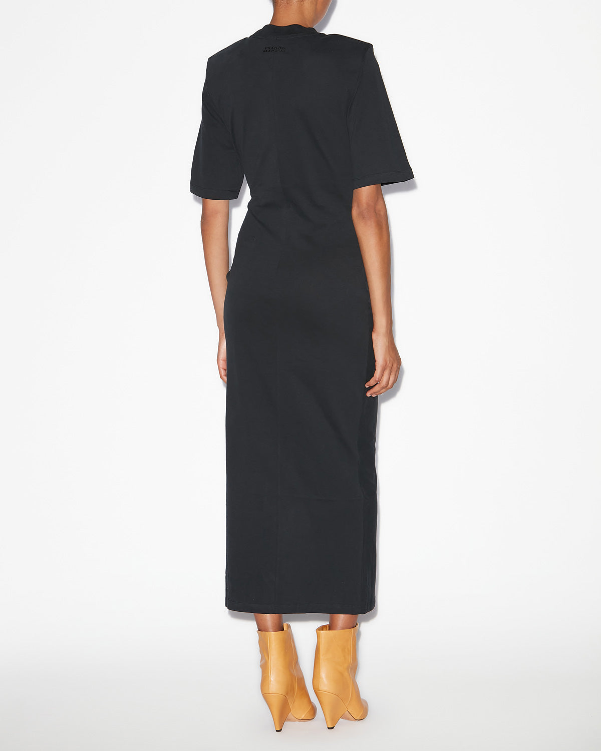 Lexia plain-colored cotton midi t-shirt dress - Black - Woman - 3