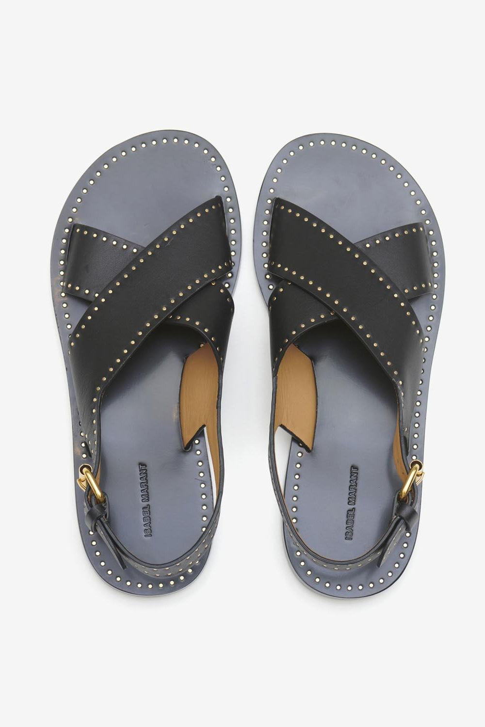 Leather studded flat sandals jane - 검은색 - Woman - 4
