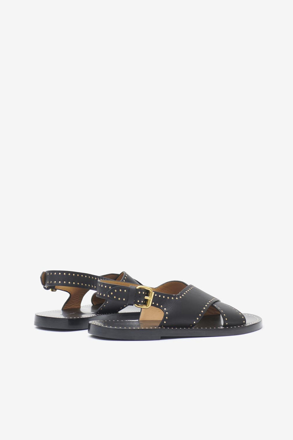 Leather studded flat sandals jane - 검은색 - Woman - 2