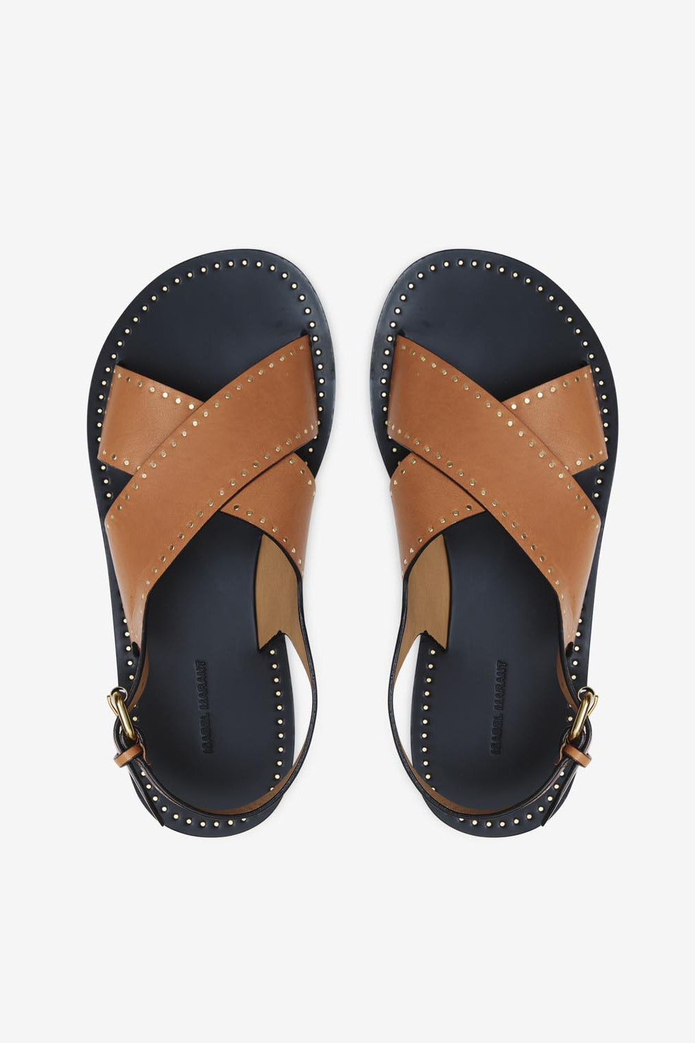 Leather studded flat sandals jane - 자연스러운 - Woman - 4