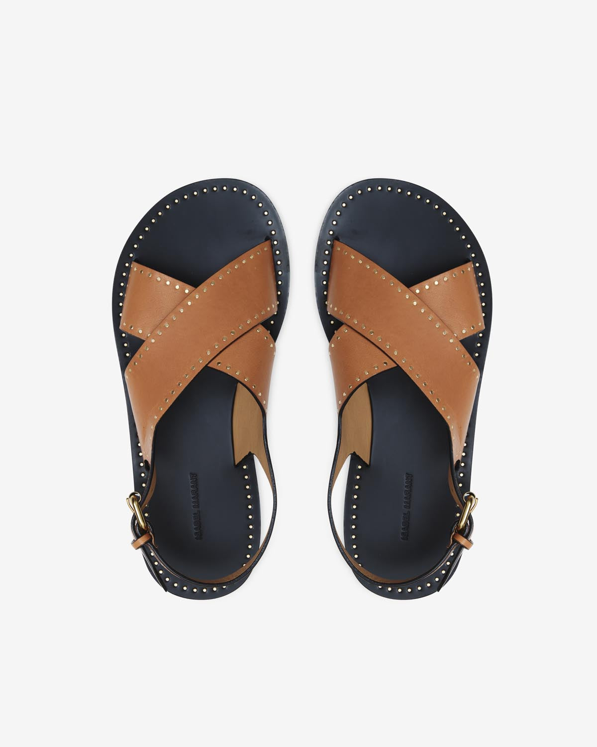 Leather studded flat sandals jane - 自然 - Woman - 4