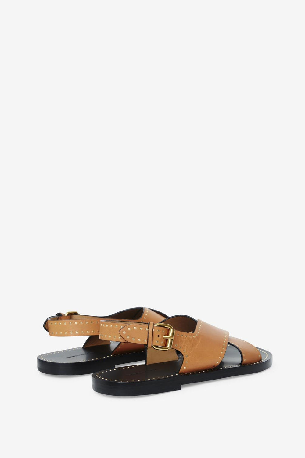 Leather studded flat sandals jane - 자연스러운 - Woman - 2