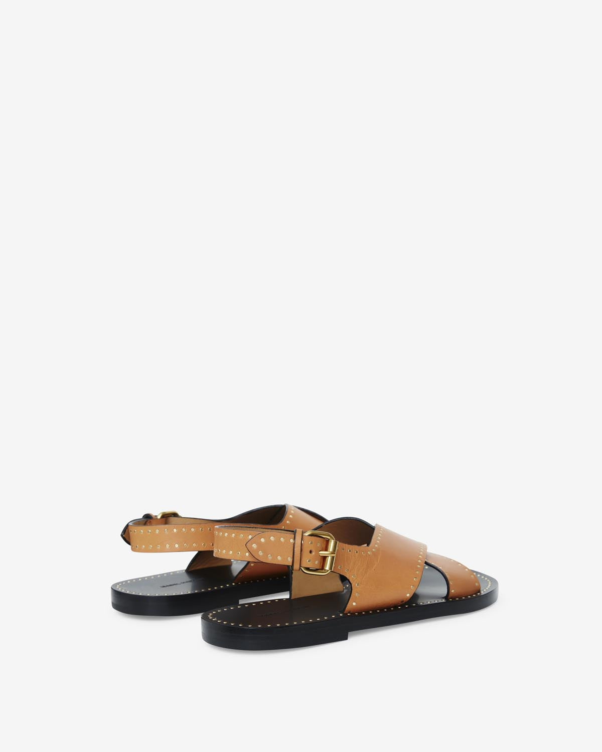 Leather studded flat sandals jane - 自然 - Woman - 2