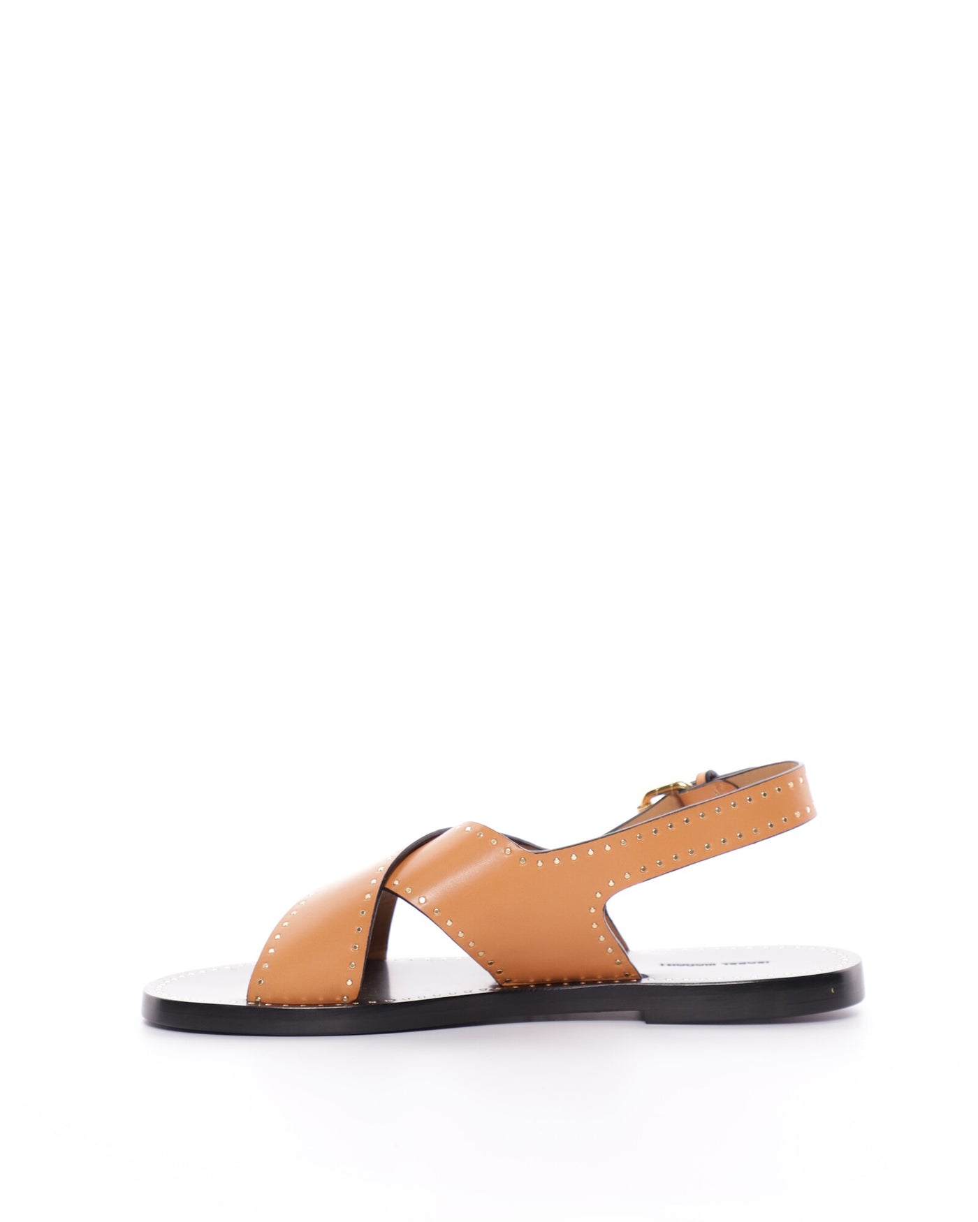 Leather studded flat sandals jane - 自然 - Woman - 5