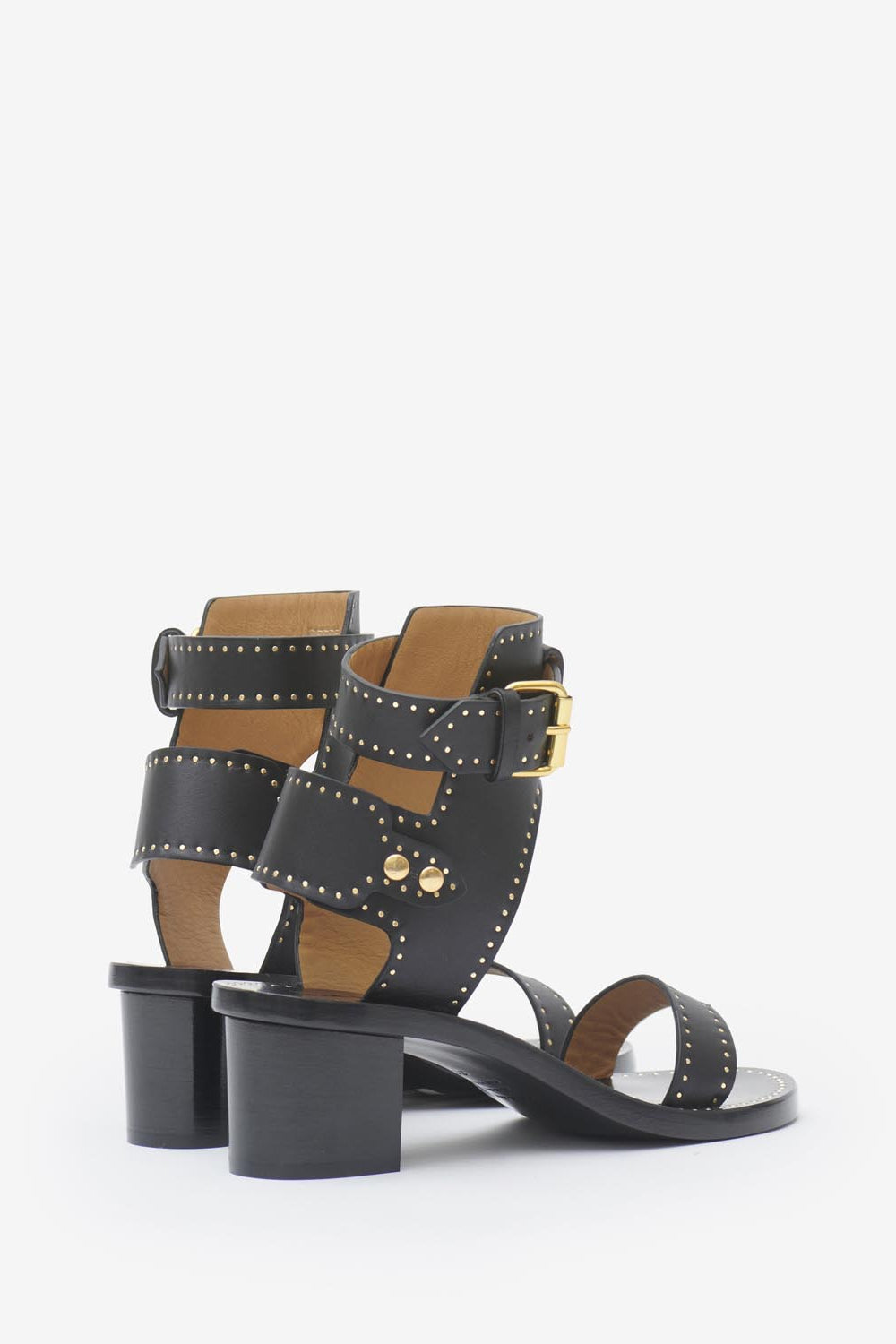 Sandali con tacco medio in pelle jaeryn - Nero - Woman - 2