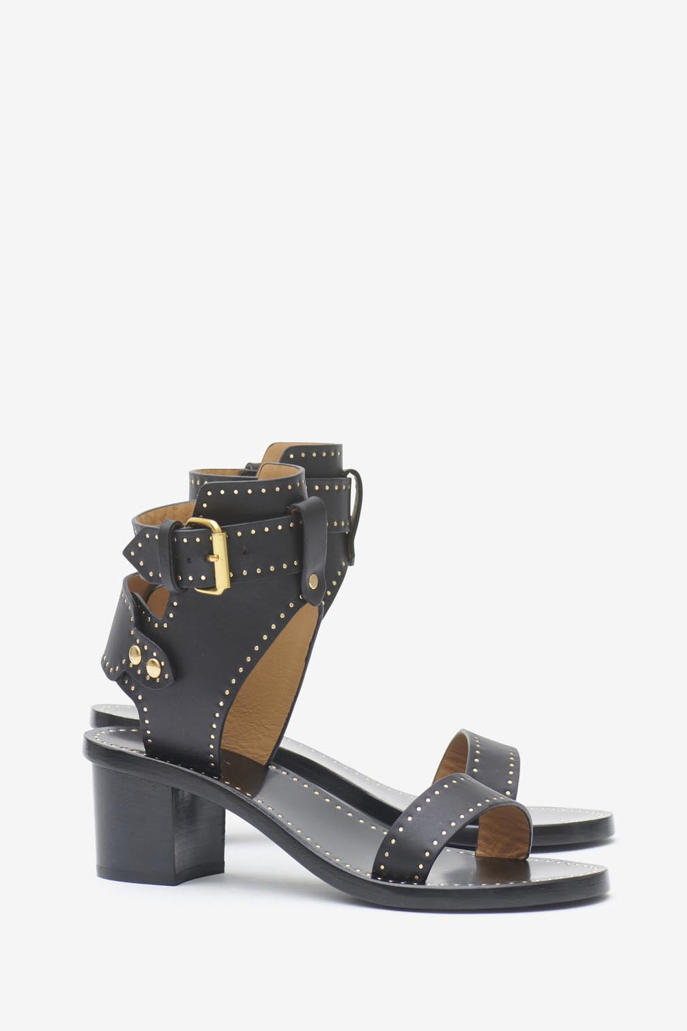 Sandali con tacco medio in pelle jaeryn - Nero - Woman - 3