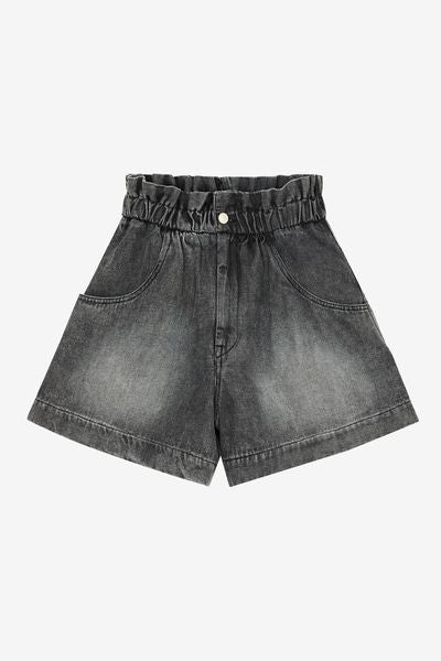 Pantalón corto de denim fluido titea - Gris - Woman - 1