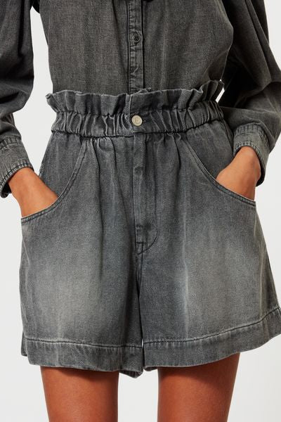 Pantalón corto de denim fluido titea - Gris - Woman - 7