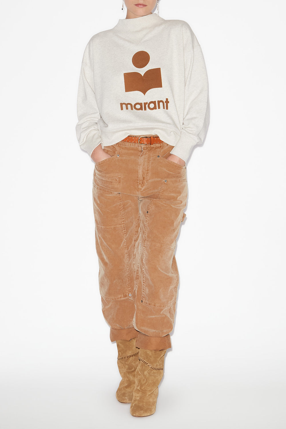 Sudadera de algodón con logotipo moby - Ecru/camel - Woman - 2