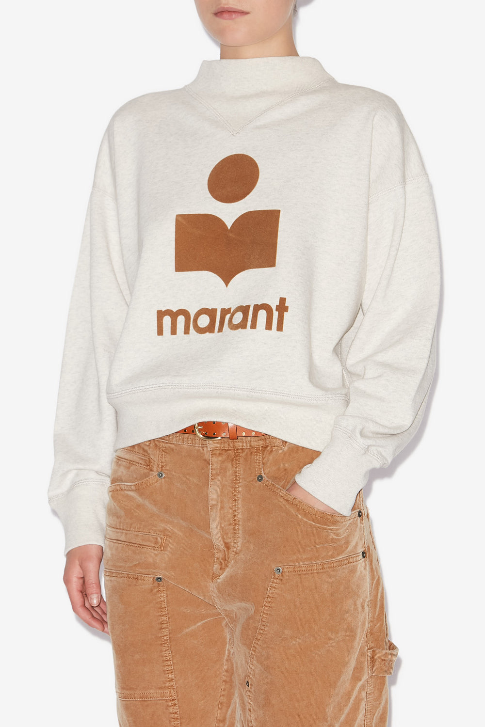 Sudadera de algodón con logotipo moby - Ecru/camel - Woman - 4