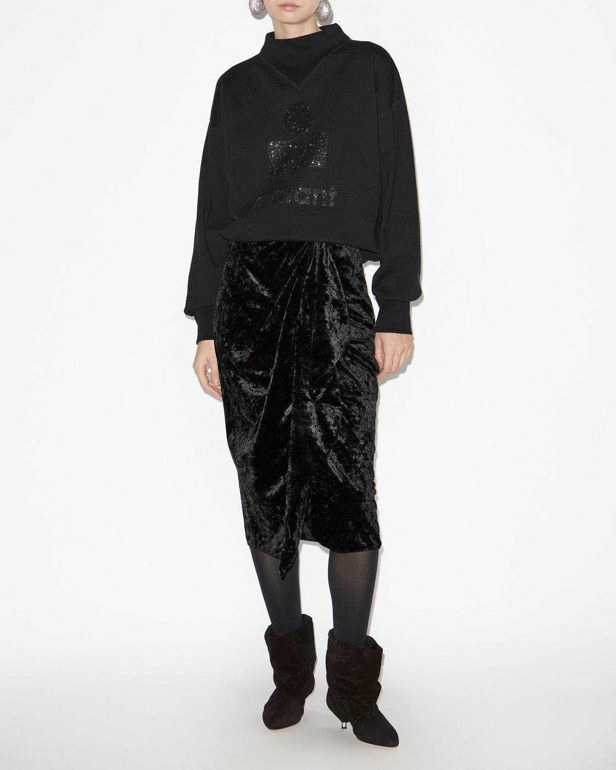Sweatshirt moby mit logo und stehkragen - Schwarz - Woman - 1