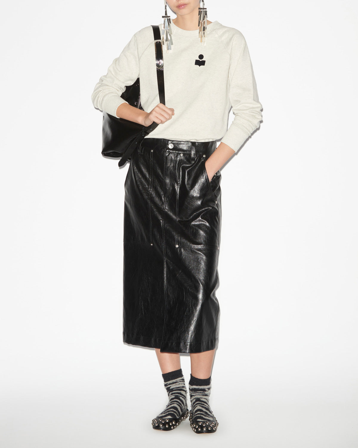 Milla cotton logo sweatshirt - Ecru - Woman - 1