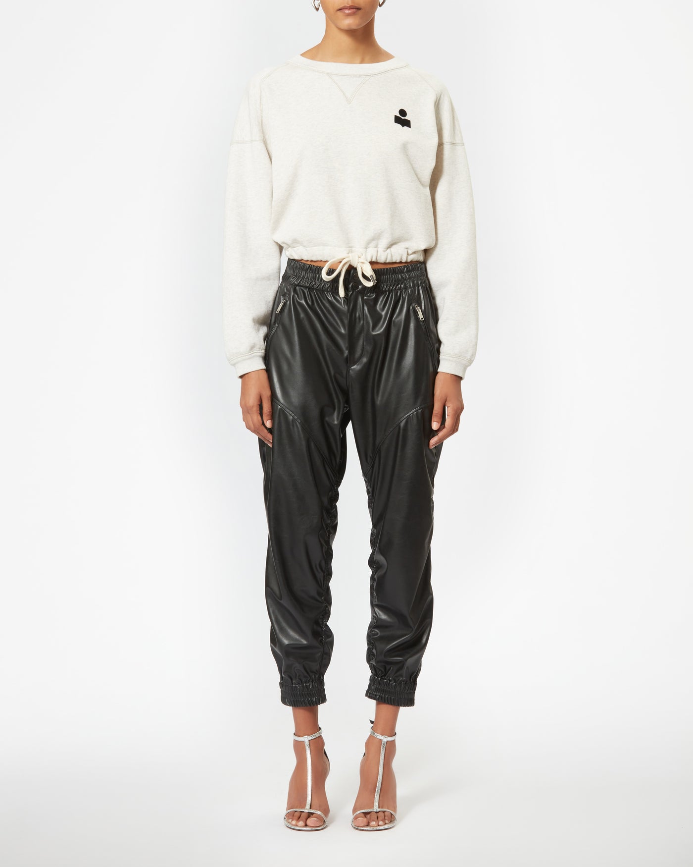 Margo cropped logo-print sweatshirt - Ecru - Woman - 1