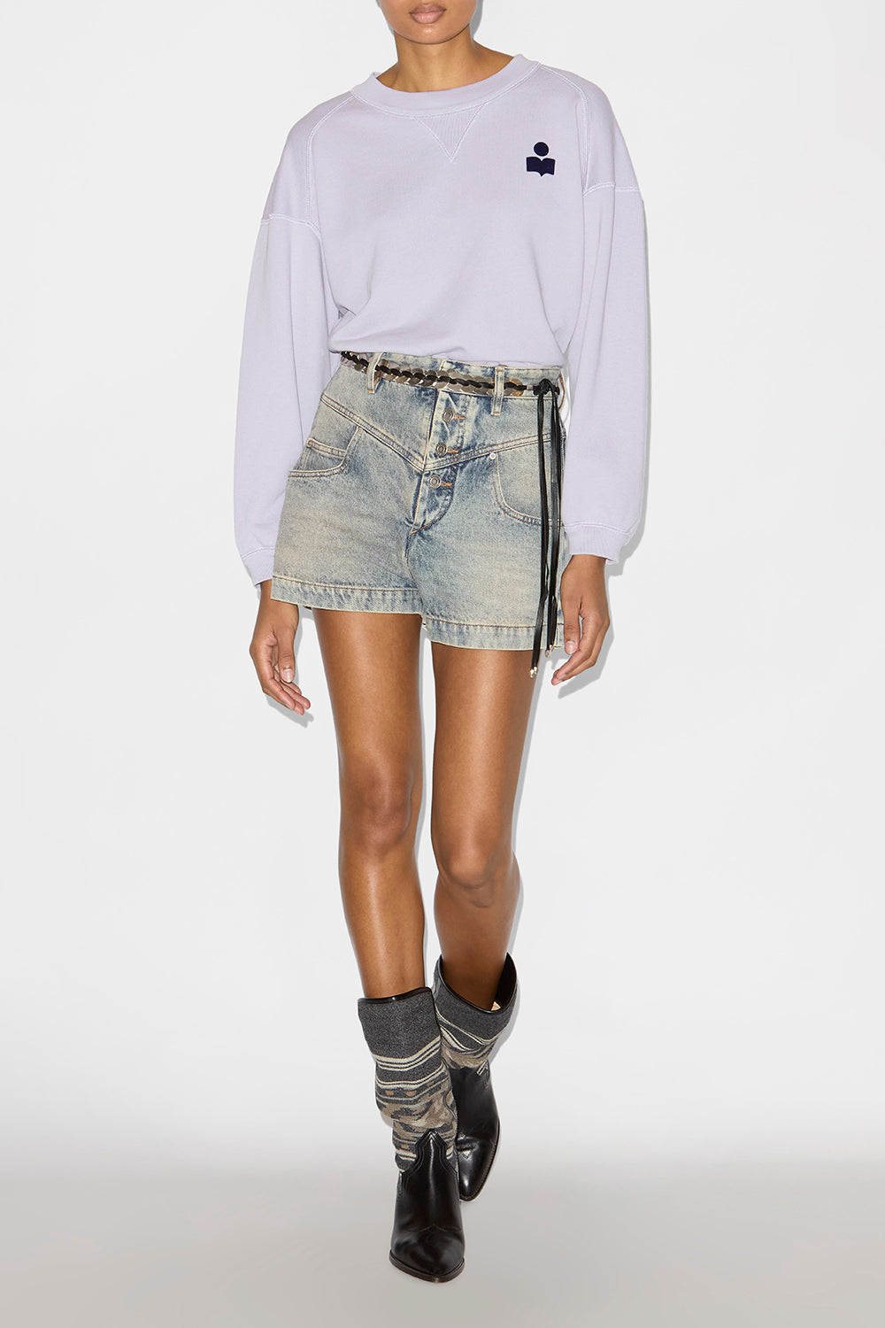 Sweatshirt court margo en coton à logo  - Lilac/dark navy - Woman - 2