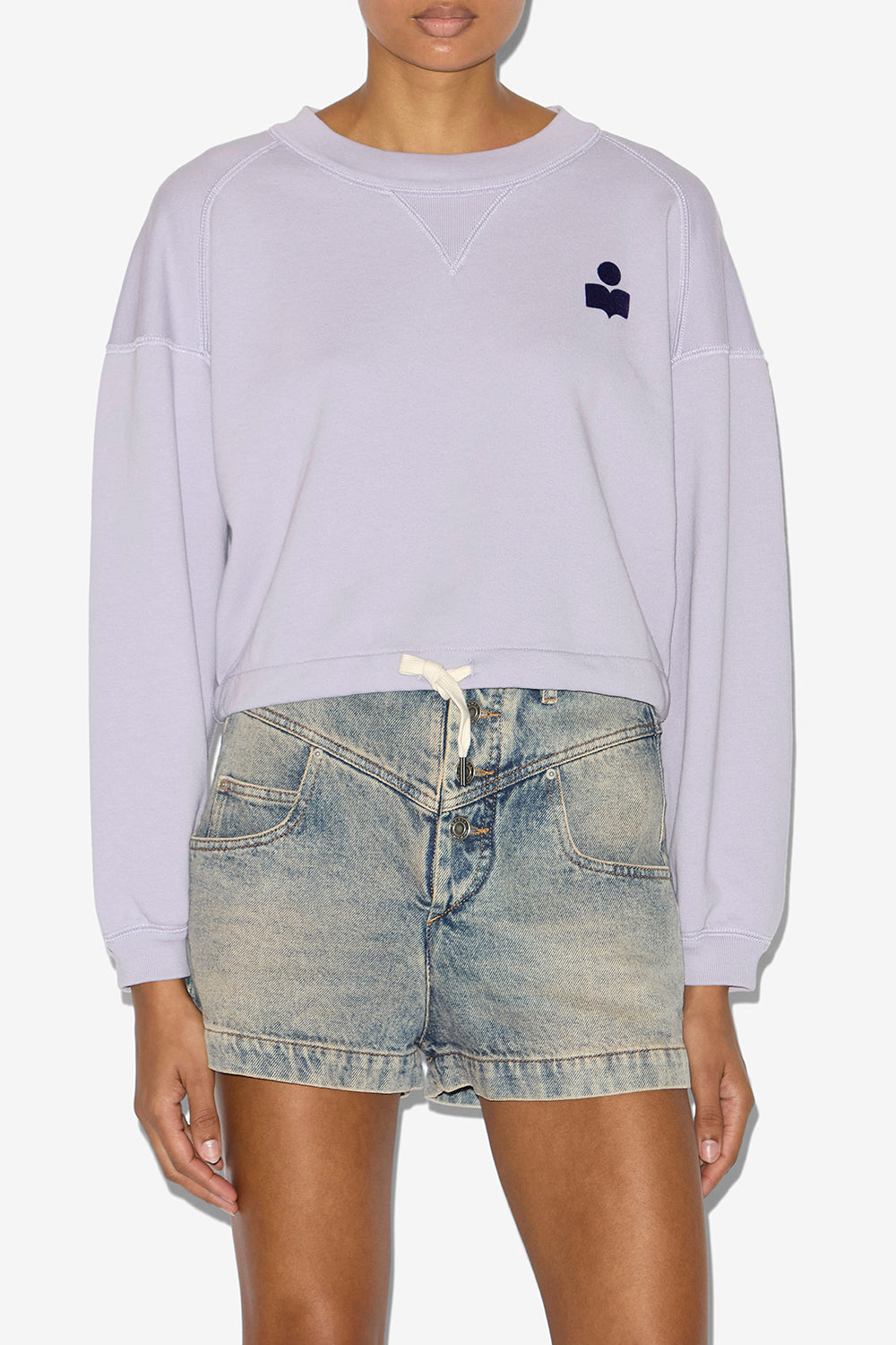 Sweatshirt court margo en coton à logo  - Lilac/dark navy - Woman - 4