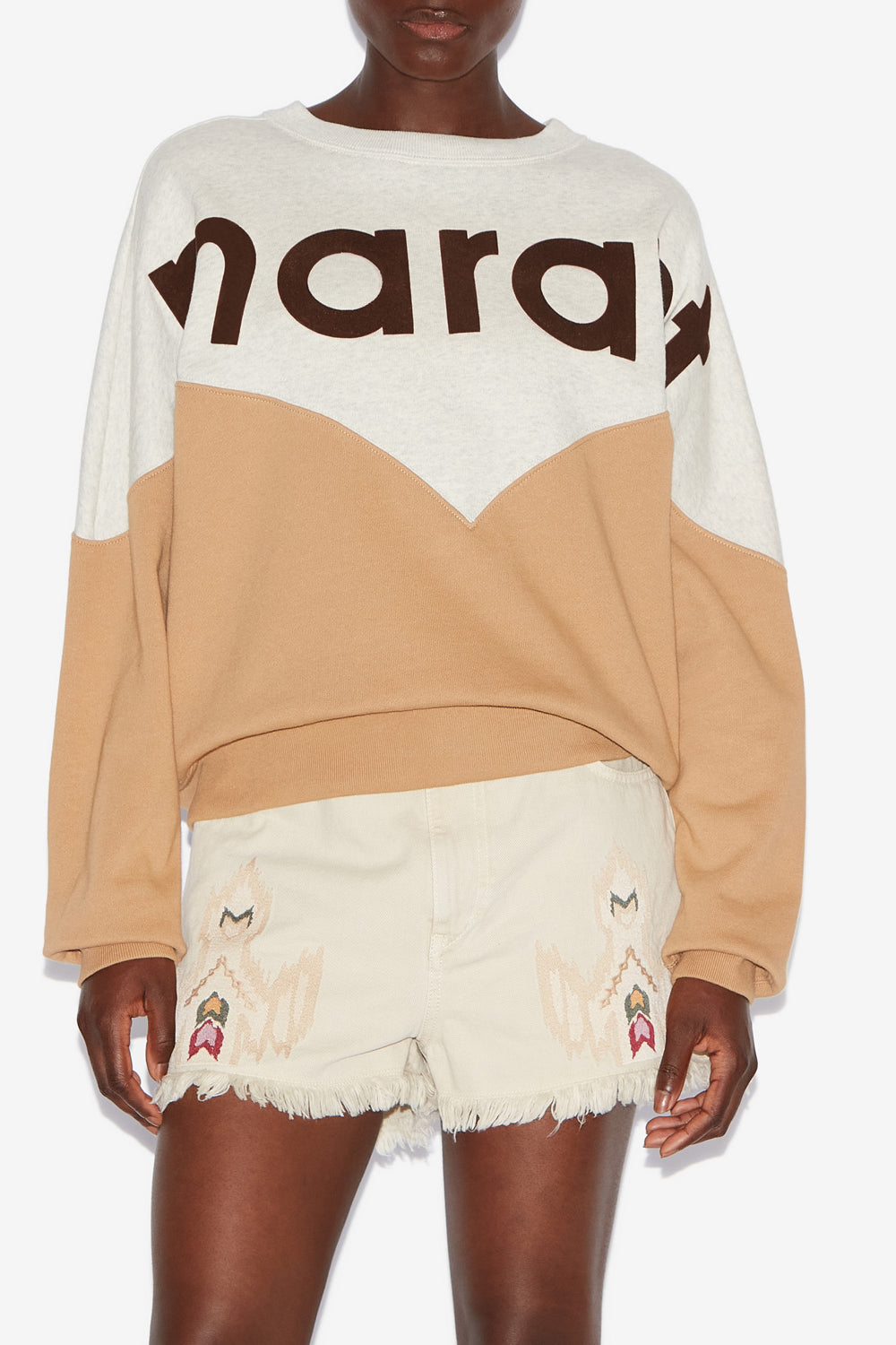 Sweatshirt houston en coton à logo - Ecru/camel - Woman - 4