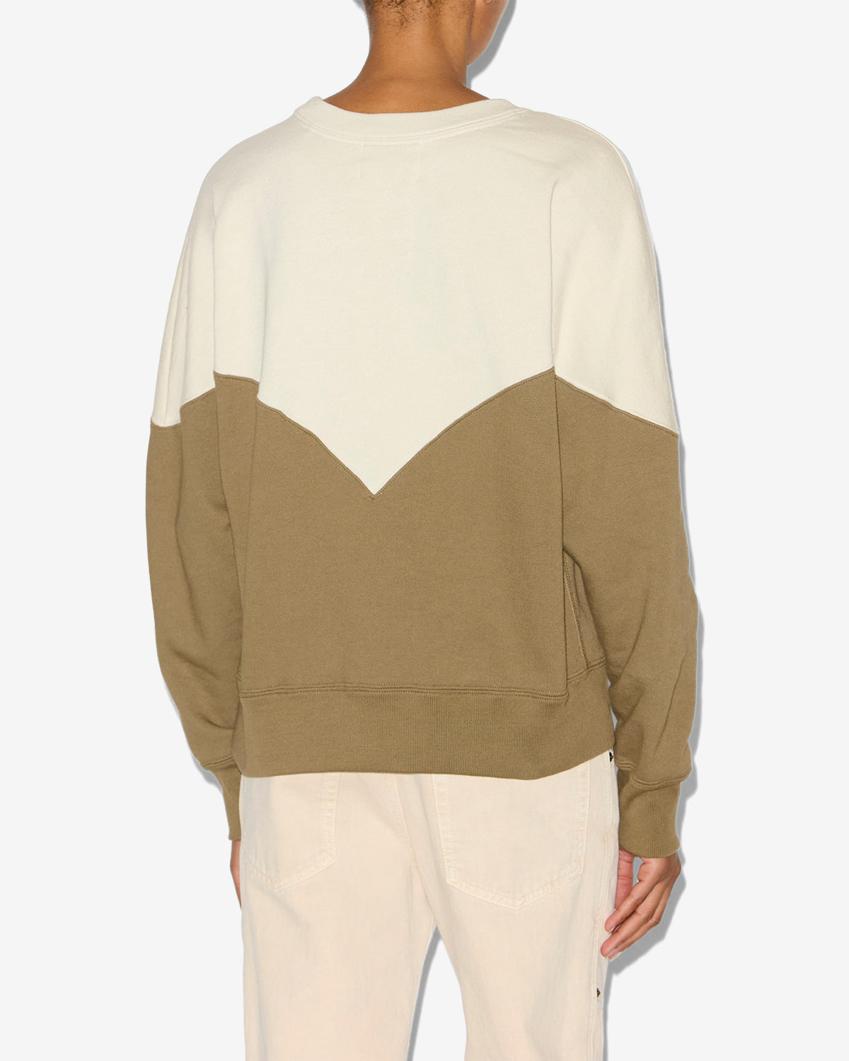 Houston cotton sweatshirt with logo - Ecru-dark khaki - Woman - 3