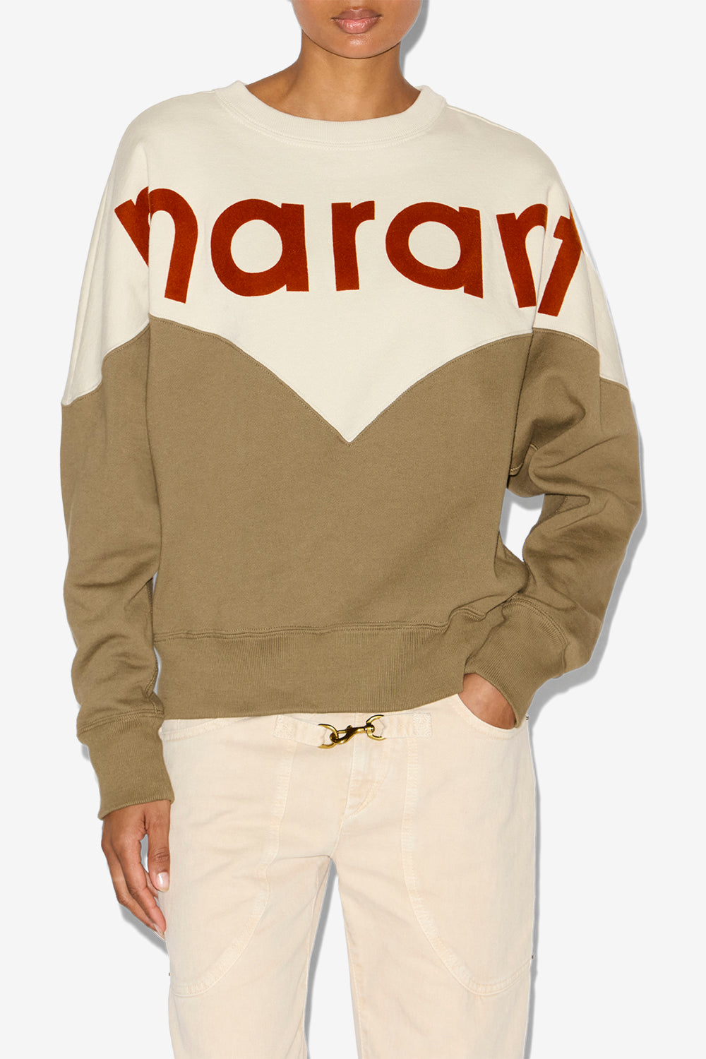 Sweatshirt houston aus baumwolle mit logo - Ecru-dark khaki - Woman - 3