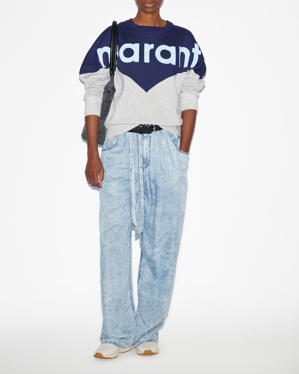 Sweatshirt houston bicolore en coton à logo - Marine-gris - Woman - 1