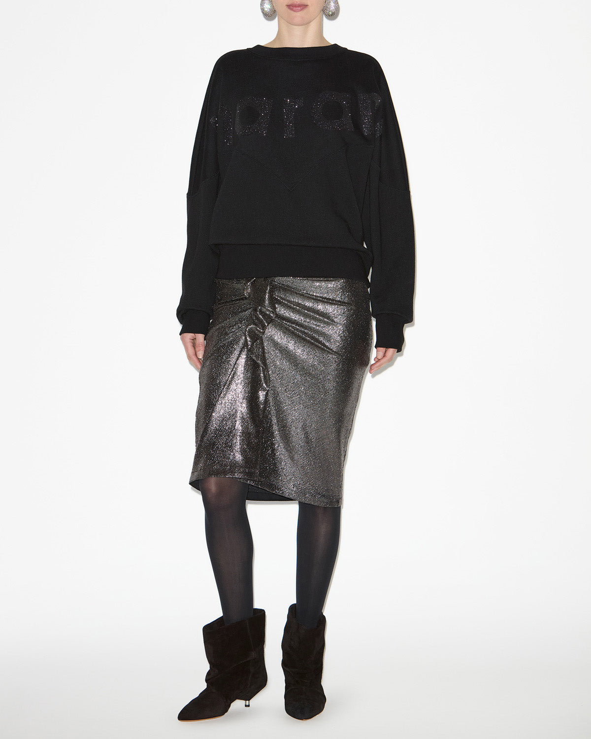 Houston cotton sweatshirt with logo - Black - Woman - 1