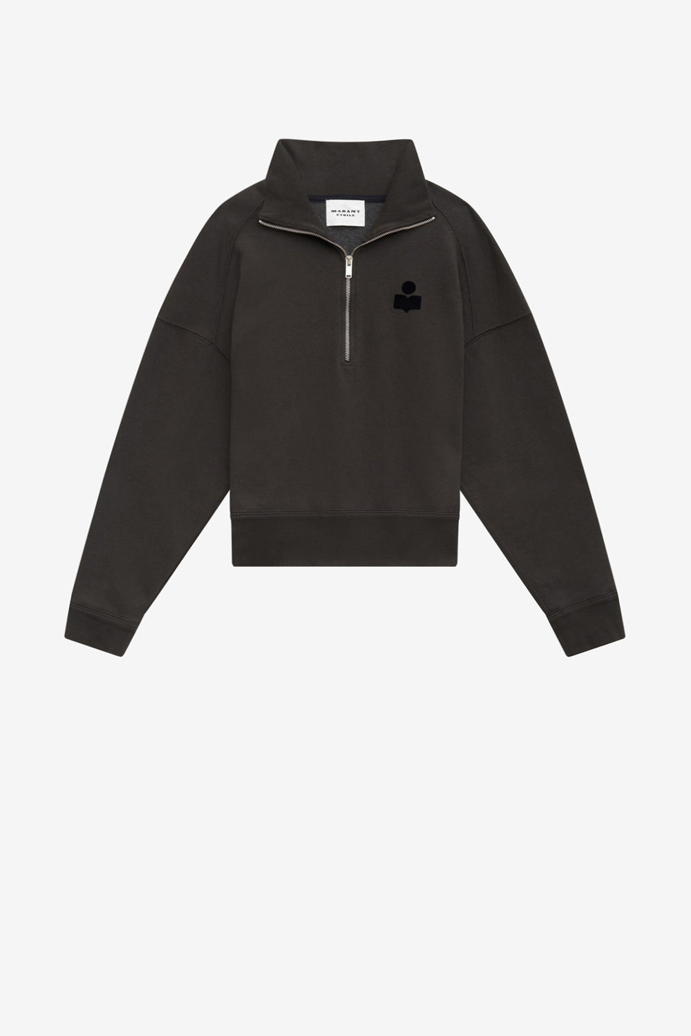 Kurzes sweatshirt ross aus baumwolle mit stehkragen - Schwarz gewaschen - Woman - 1
