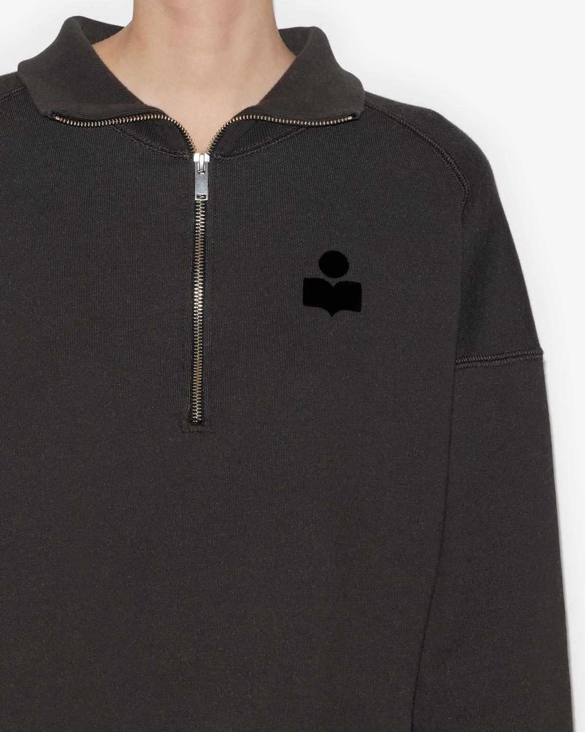 Kurzes sweatshirt ross aus baumwolle mit stehkragen - Schwarz gewaschen - Woman - 2