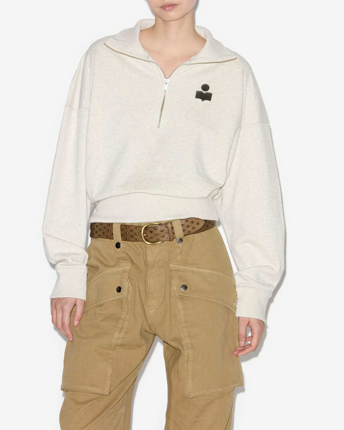 Ross logo sweatshirt Woman ecru-khaki | ISABEL MARANT