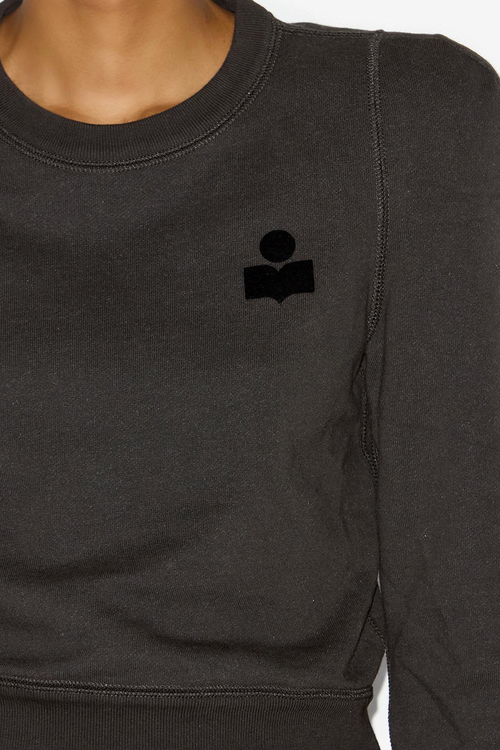 Sweatshirt prissa en coton à épaules structurées - Noir délavé - Woman - 3