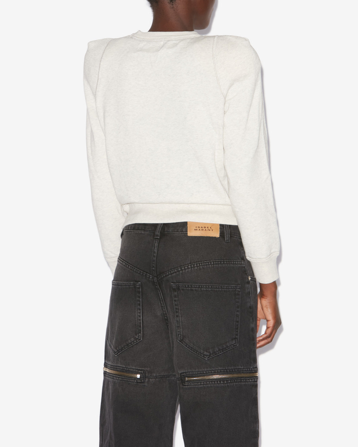 프리사 구조적인 어깨 디자인이 있는 면 소재의 스웨트셔츠 - 에크루 - Woman - 4