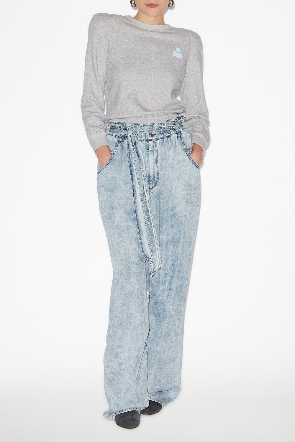 Sweatshirt prissa aus baumwolle mit strukturierten schultern - Gray-ice blue - Woman - 2