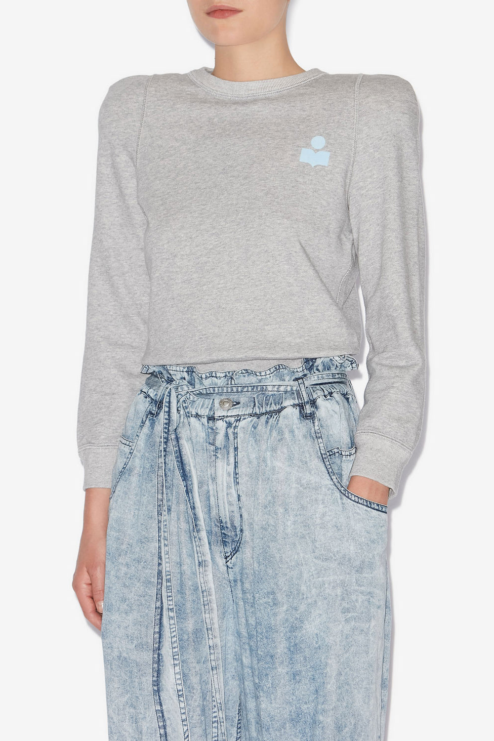 Sweatshirt prissa aus baumwolle mit strukturierten schultern - Gray-ice blue - Woman - 4