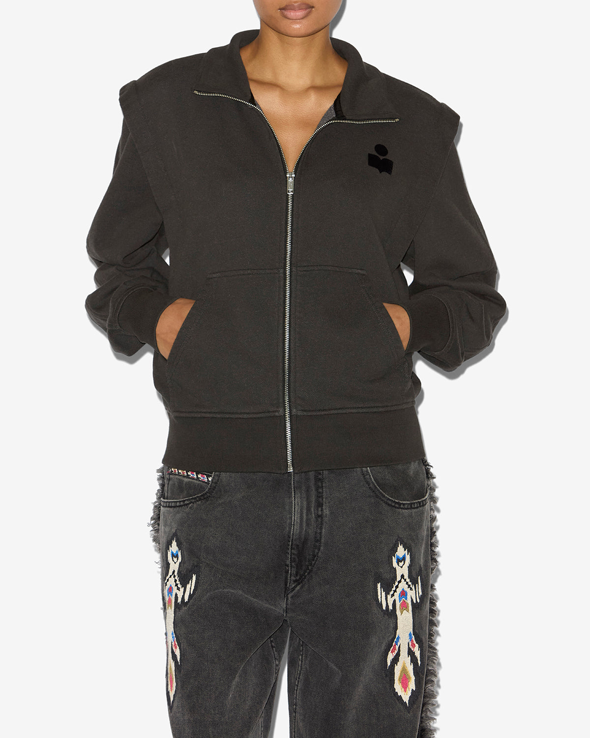Sweatshirt zippé madilia en jersey  - Noir délavé - Woman - 3