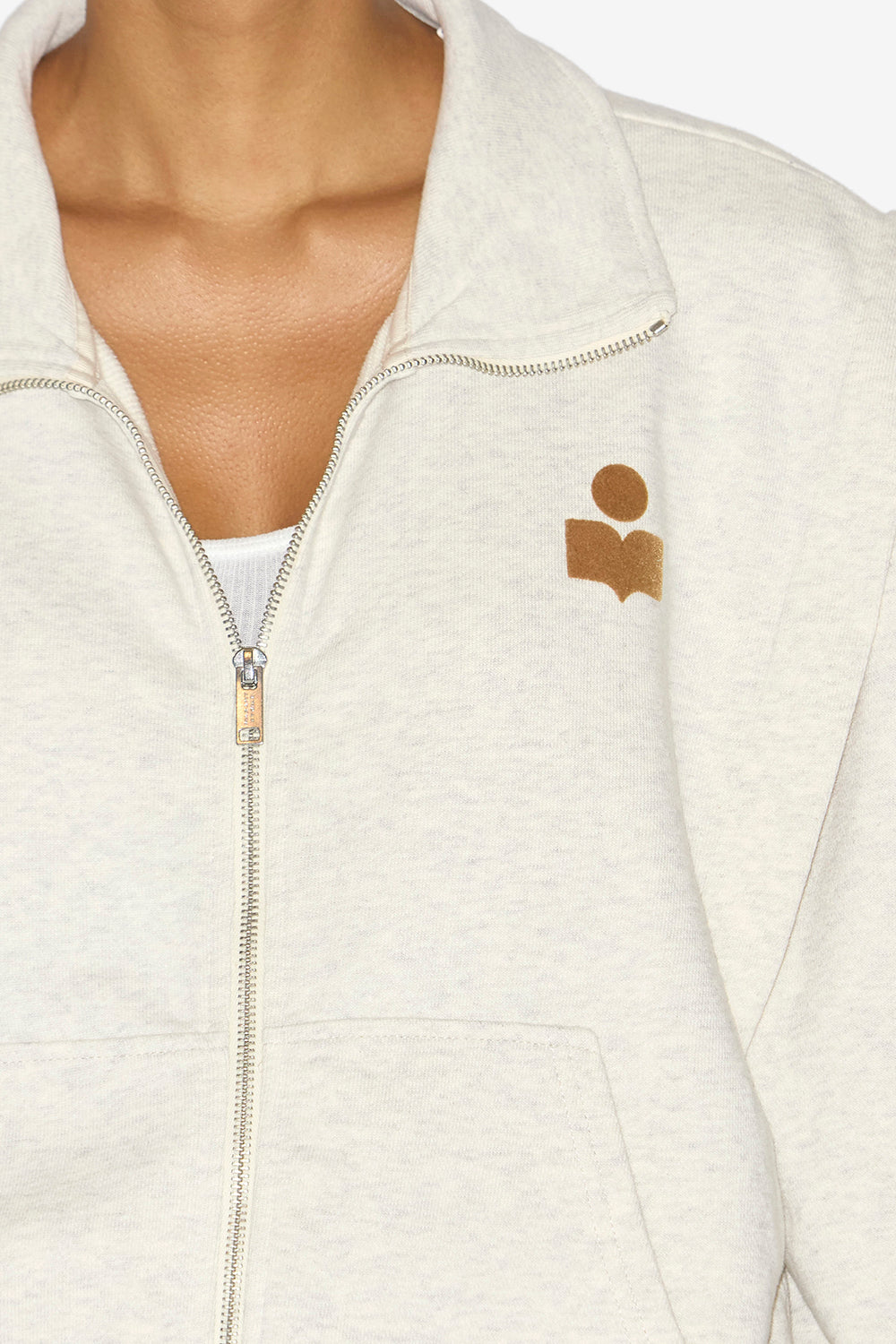 Sudadera madilia de punto jersey con cremallera - Ecru/camel - Woman - 3