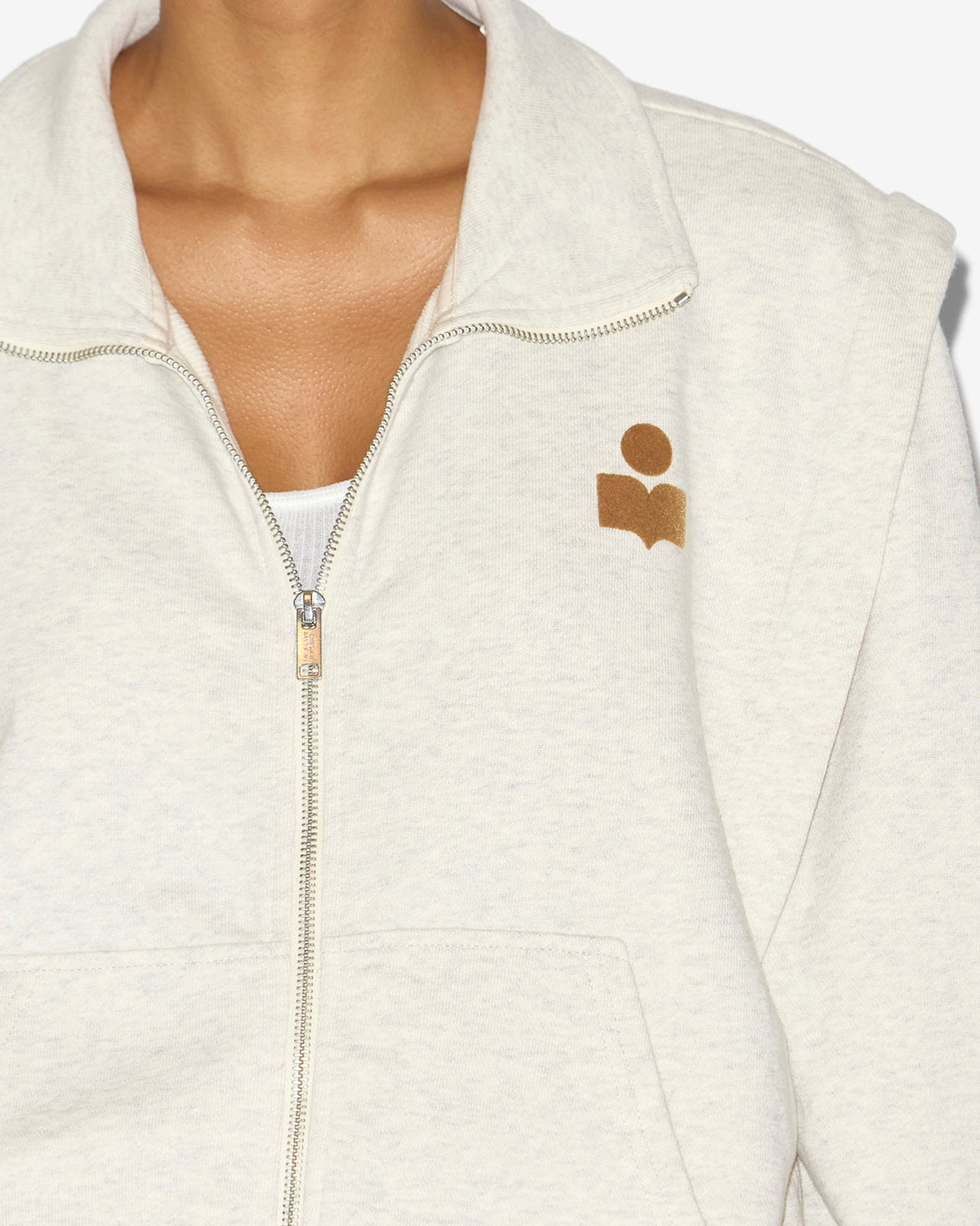 Sudadera madilia de punto jersey con cremallera - Ecru/camel - Woman - 2