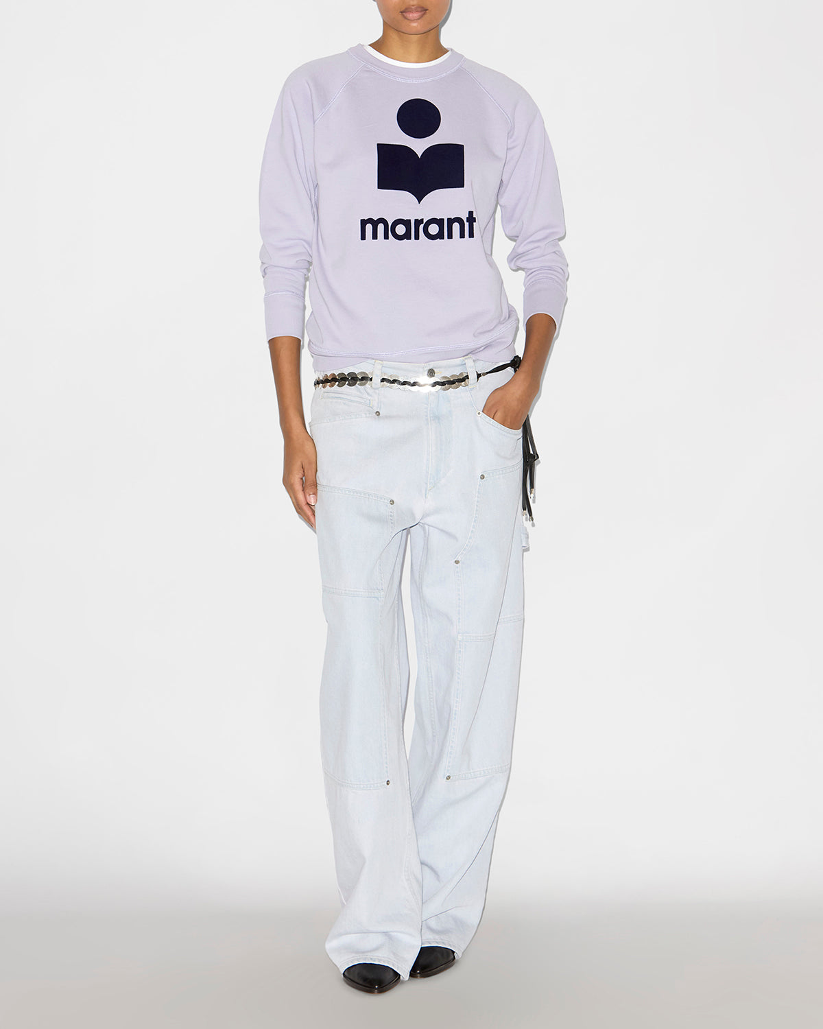 Millyny cotton sweatshirt with logo - Lilac/dark navy - Woman - 1