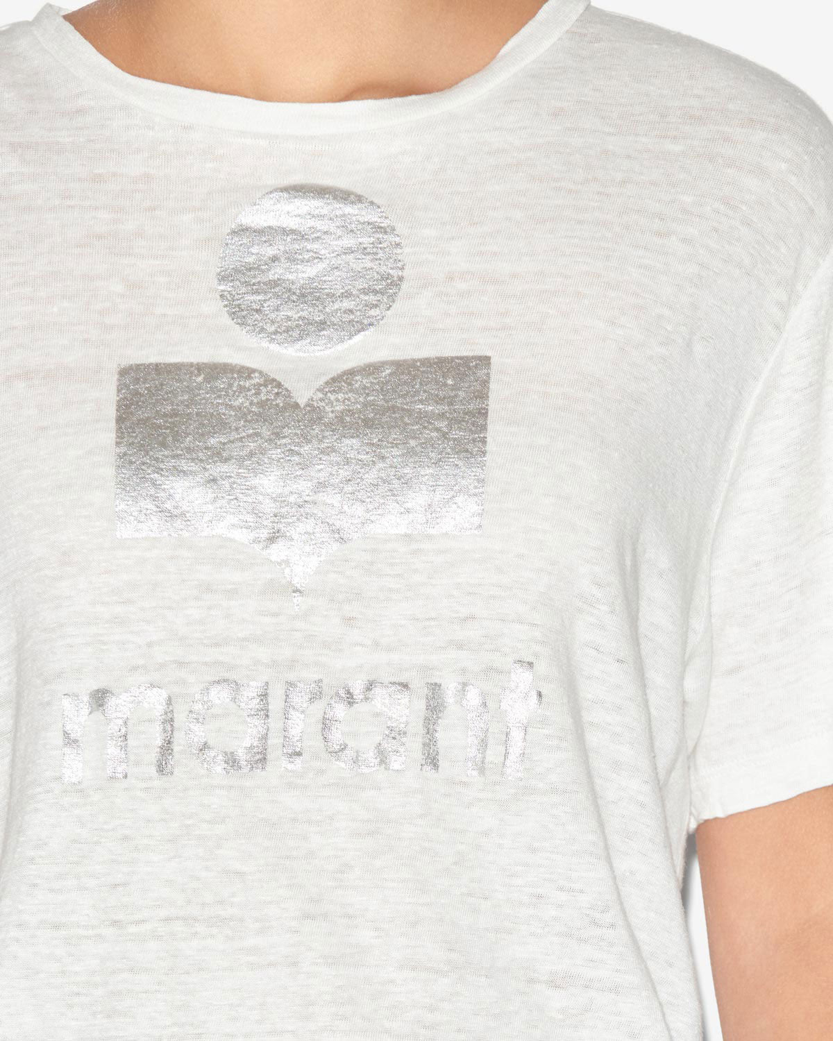 Camiseta con logotipo zewel en lino - Blanco - Woman - 2