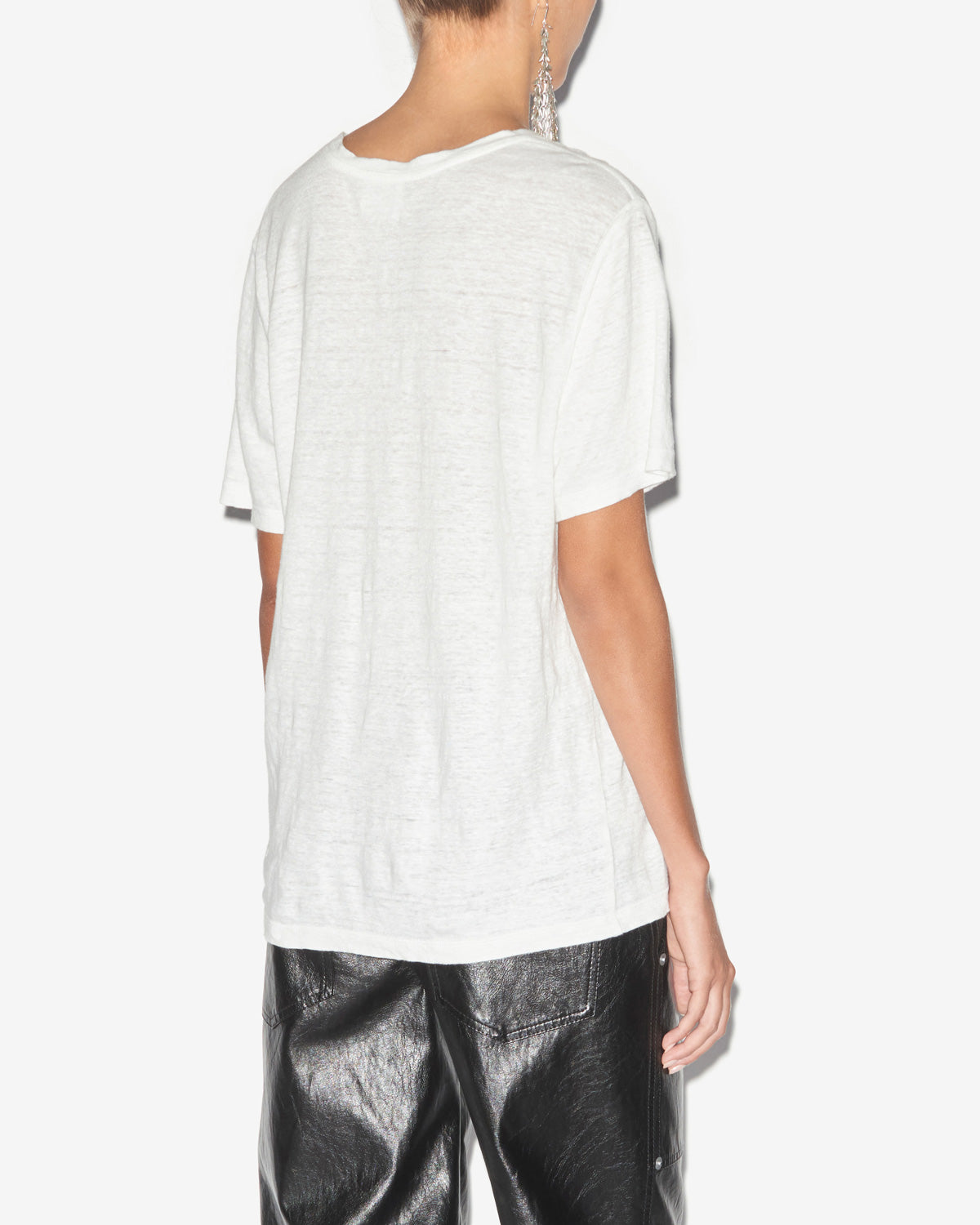 Camiseta con logotipo zewel en lino - Blanco - Woman - 4