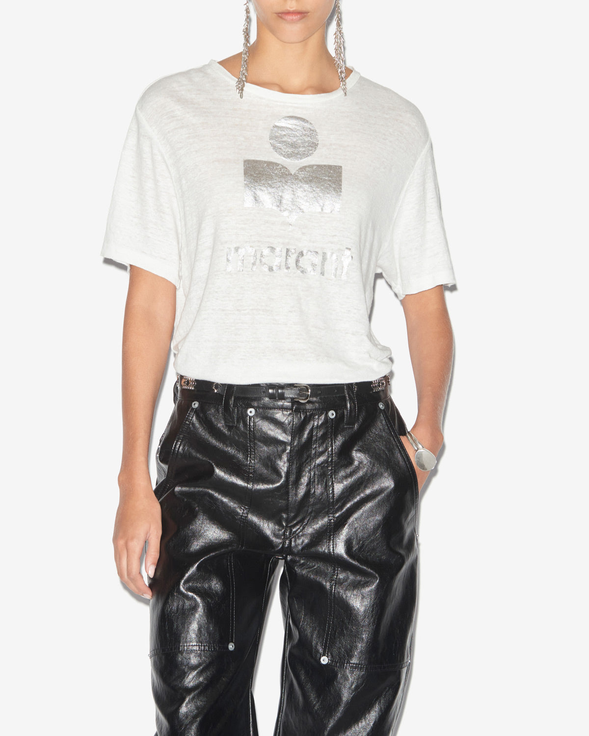 Camiseta con logotipo zewel en lino - Blanco - Woman - 3