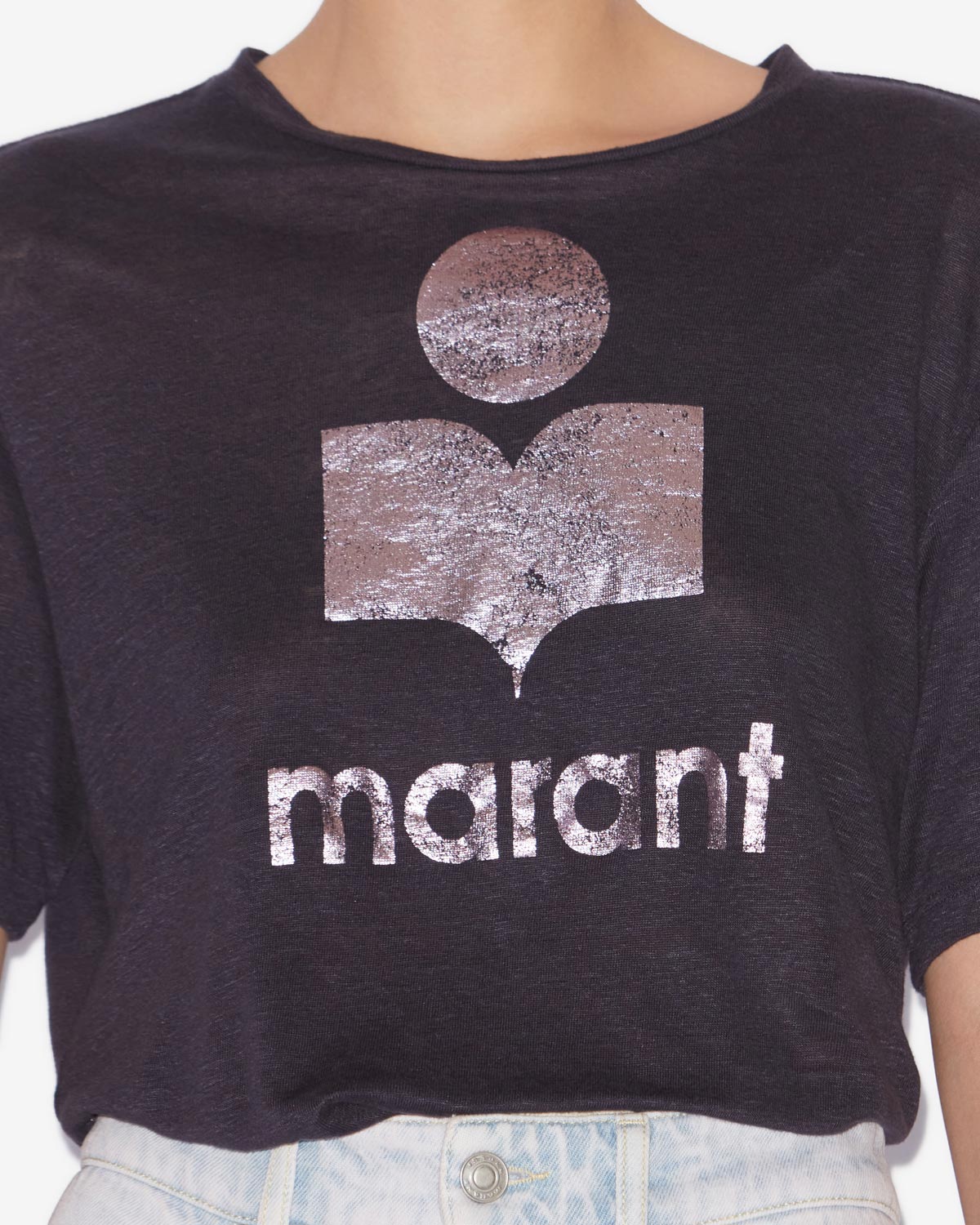 Zewel linen t-shirt with logo - Faded night/lilac - Woman - 2