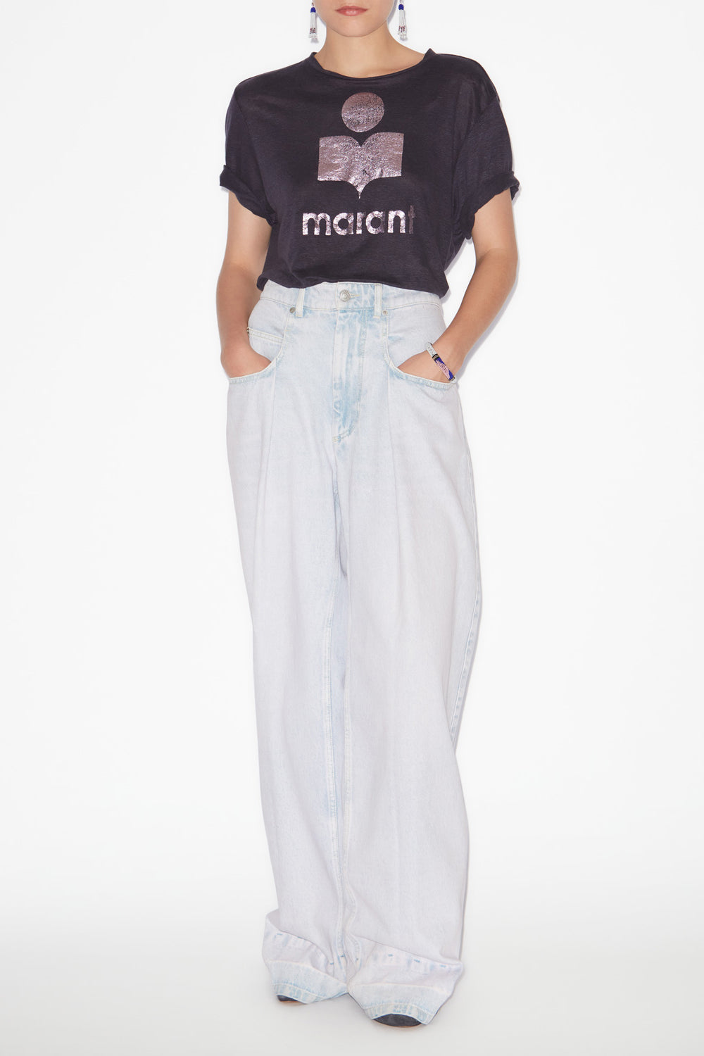 T-shirt zewel aus leinen mit logo - Faded night/lilac - Woman - 2